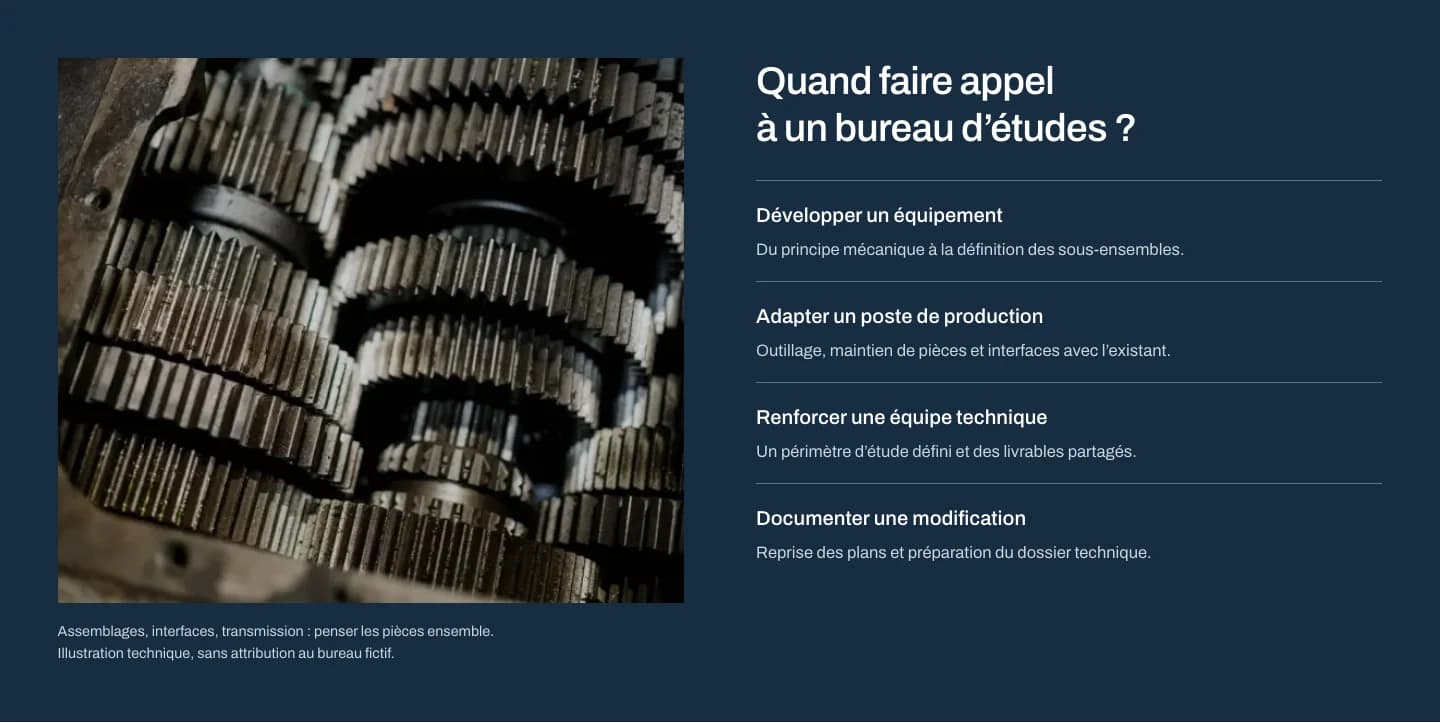 Applications Axial : photographie d’engrenages face à quatre situations d’intervention détaillées.